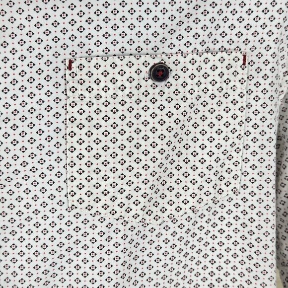 LON NYC Across The Pond Size L Diamond and Dot Pattern Short Sleeve Button Down - Picture 3 of 16